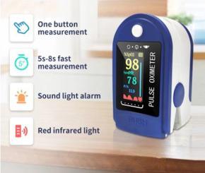 Finger Tip Pulse Oximeter with LED Display and Auto Power Off Feature (Blue and White)