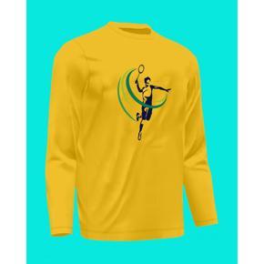 Badminton 2 Yellow  long Sleeve T-Shirt For Men