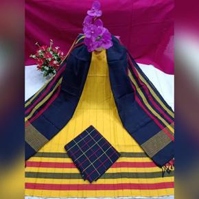Handloom (Tat) Multi Colour Deshi Salwar Kameez With Orna Pyjama For Women - Dress For Girls
