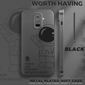 Hontinga for Samsung Galaxy A6 Plus 2018 Back Cover Frosted Plating Cute Astronaut Spaceship Covers Thin Soft Silicone Mobile Phone Case