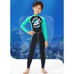 DIVE&SAIL Girls Boy One-Piece Swimsuit Water Sports Sunscreen Wetsuit Snorkeling Surfing Quick-Drying Wetsuit Swimsuit M