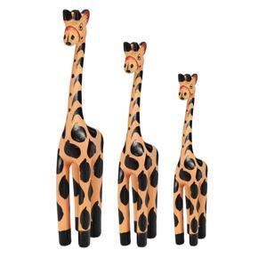 Giraffe Family Hand Carved Wooden Indonesian Fair Trade Statue Figure Ornament -