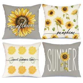 Summer Pillow Covers 18X18 Set Of 4 Summer Decorations