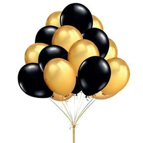 HarnezZ Wedding Birthday Decorative, Party Decor Balloons Golden and Black - 50 pcs