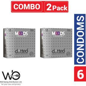 Moods Condom - Dotted - Combo of 2 Pack - 3x2=6pcs Condom
