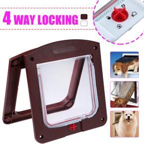 Ideal Pet Supplies Pet Dog Door Lockable Flexible Transparent Flip Door Design Four Adjustment Modes - [Coffee, White]