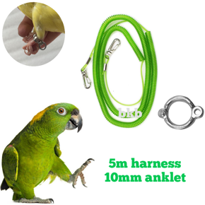 amazon parrot bird & alex parrot bird harness lash with anklet foot ring 10mm {full set}