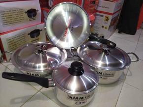 New Kiam 7 Pcs Cookware Set Pure Aluminium -1Pcs Stock Pot24-cm,1Pcs Fry pan 24-cm,1Pcs Karai 24-cm,1Pcs Milk pan 18-cm,With 3Pcs Alumunium Lid
