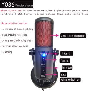 Yalimic Y 036 USB Microphone Karaoke Microphone Condenser Microphone Computer Microphone Black