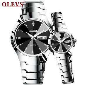 OLEVS Fashion Watch Couple Watches Tungsten Steel Strap Casual Simple Luminous Men and Women watch Couple Gifts - 8697（2 piece）