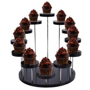 Cupcake Stand Acrylic Display Stand for Jewelry/Cake Dessert Rack Wedding Birthday Party Decoration Tools Black - black