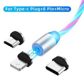USB Luminous Cable LED Lighting Cable For iPhone 11 Pro Charger Micro USB - 3 colors 3 in 1