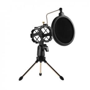 Desktop Microphone Tripod Stand with Pop Shield Dual Filter