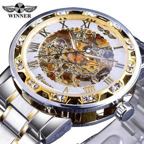 Winner Hollow Belt With Steel Belt Men'S Manual Mechanical Watch W614