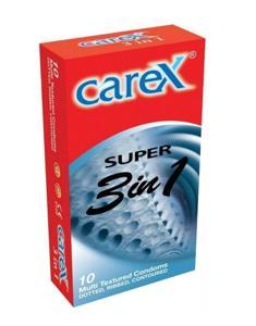 Carex Super 3 IN 1 Multi Textured Dotted ,Ribbed,Contoured Condom- 10pcs Pack