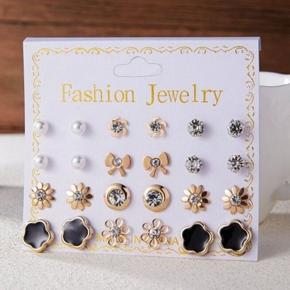 12 Pairs = 24 Pcs New Trendy Mixed Designs Pearl Stud Earrings Set for Girls Simple Stylish New Collection 2022 - Earring for Women Simple Top - Earring Set for Girls Stylish Simple Fashion