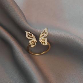 Trendy Fashion Butterfly Open Finger Ring Luxury Adjustable Butterfly Open Rings Jewelry for Women Simple