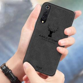 For Xiaomi Mi 9 Luxury Deer Head Printed Case Cloth Fabric Durable TPU Cover Rubber Bumper Shell