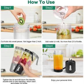 For Shakes and Smoothies 16Oz Blender USB Rechargeable with 6 Blades