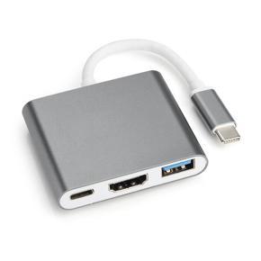 USB Type C Hub to HDMI 4K USB 3.0 Port USB-C Power Delivery For Macbook - Gray