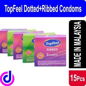 TopFeel  Dotted + Ribbed  Condom - 6 + 9 = 15 Pcs ( Mix- Combo Pack )