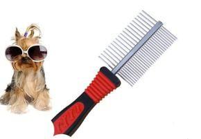Double side plastic combs & brush stainless steel pin in double rows stainless steel pet dog cat hair