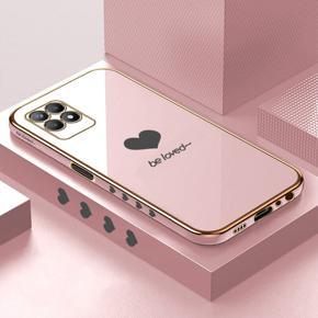 Hontinga for Realme 8I / Narzo 50 Back Cover Luxury 6D Plating Lover Heart Side Pattern Case Soft Silicone Square Phone Cases