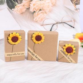 Loveshopping* Sunflower gift jewelry box brooch necklace earrings ring kraft paper gift box