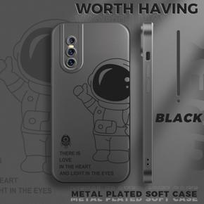 Hontinga for Vivo V15 Pro Back Cover Frosted Plating Cute Astronaut Spaceship Covers Thin Soft Silicone Mobile Phone Case