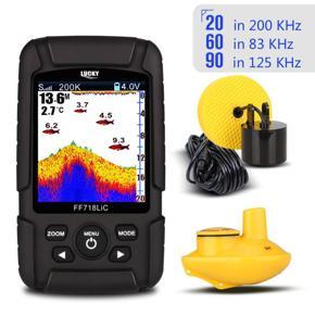 LUCKY FF718LiCD 2.8" Color LCD Portable Fish Finder 200KHz/83KHz Dual Sonar Frequency 328ft/100m Detection Depth Finder Alarm Fish Detector