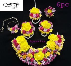 Artificial Flower Jwellery Set Multicolor For Women -6 pc