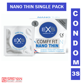EXS Comfy Nano Thin Condom - Single Pack - 3pcs(UK)