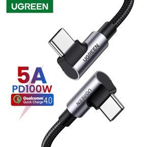 UGREEN USB C Type C to USB C PD 100W Cable Right Angle for Samsung Galaxy S9 S10 S20 Note 10 Nintendo Switch Fast Charger Cable for Apple Macbook Pro Support Quick Charge4.0 USB Cable