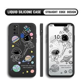 Hontinga for Samsung Galaxy M31 Case Fashion Earth Planet Astronaut Phone Case Soft Square Edge Silicone Cases Full Lens Cover Shockproof Protection Cover