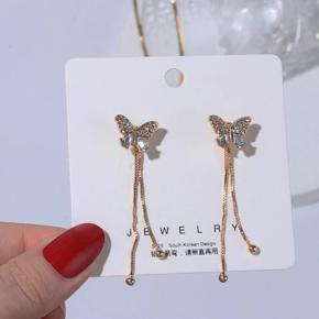 New Trendy Butterfly Zircon Korean Stud Earrings for Girls Simple Fashion/ Tassel Earrings for Girls Simple - Earring for Women Simple