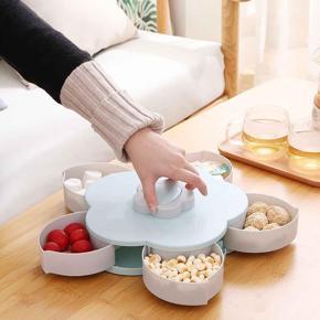 Better Look Flower Petal Fruit Plate Candy Storage Box 5 Grids Changeable Dry Fruit Nuts Snack Tray Rotating Organizer Accessories Tools