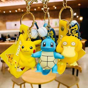 Pikachu Keychain Authentic Pokemon Action Figure PokÃ©mon Keychain Squirtle Psyduck KeyRing Backpack Pendant Model Car Key Chain