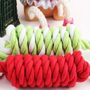 1Pc Handmade Bow Puppy Dog Pet Toy Cotton Braided Bone Chew Knot Rope