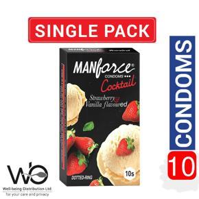 Manforce - Cocktail Condoms with Dotted-Rings Strawberry & Vanilla Flavored - 10 Pieces
