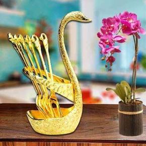 Unique Swan Dinnerware Finish Metal Cake / Coffee / Tea Spoon Set Tableware For Home Table Decor