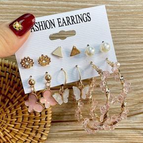 New Trendy 6 Pairs = 12 Pcs Butterfly Stud Earrings Set for Girls Simple Stylish New Collection 2022 - Pearl Earrings Set for Women Fashion Jewelry/ Earring for Girls Stylish Simple