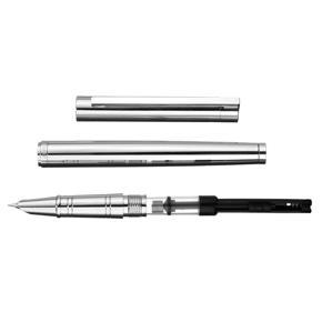 Kicute 0.38mm Fine Nib Silver Fountain Pen Metal Writing Fountain Pen  -