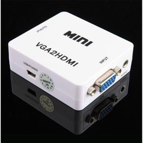 Compact Mini VGA to HDMI 1080P HD Video Converter Adapter With 3.5mm Audio Jack
