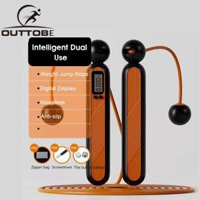 Outtobe 2 in 1 Cordl ess Jump Rope Weighted Adjustable Skipping Rope with Counter for Weight Loss Fi tness Workout Equi pment Tangle-Free Gym Fitness Smart Jump Rope Counting Speed Skipping Counter