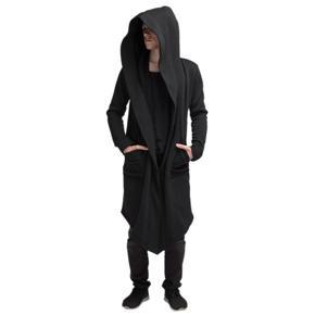 Men Cardigan Hoodie Male Hooded Mantle Clothing Cloak Windbreak Outerwear Jacket Overcoat Black XL