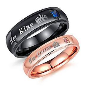 His Queen Her King Stainless Steel Couple Finger Ring