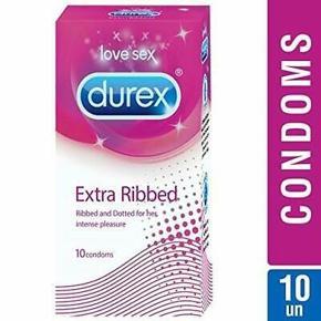 Durex Extra Ribbed Condoms - 10 Pcs Pack (India)