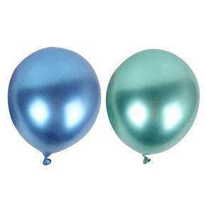 BRADOO- 100Pcs 10 Inch Metallic Latex Balloons Thick Chrome Glossy Metal Pearl Balloon Globos - 50Pcs Blue & 50Pcs Green