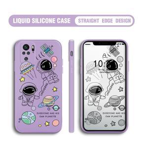 Hontinga for Redmi Note 10S Case Fashion Earth Planet Astronaut Phone Case Soft Square Edge Silicone Cases Full Lens Cover Shockproof Protection Cover