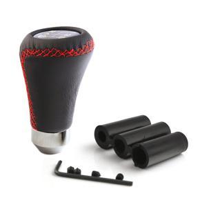 Car Manual Gear Shift Knob Shifter Leather Black Red Stitch 6 Speed Universal